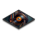 Vinyl Whirl Swirl – Diamond Shaped Retro Record Canvas Art Print, Music Room Decor with Bookshelf Turntable Vibe