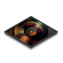 Diamond Shaped Golden Vinyl — Retro Record Album Wall Art Canvas Embossed Print, Eclectic Music Lover Decor, Bold Audio Aesthetic