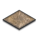 Budapest - Hungary Diamond Shaped City Map, Custom Diamond Shaped Wall Art, City Map Canvas