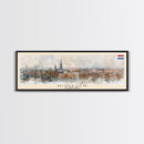Nijmegen Netherlands Panoramic Travel Poster, Framed Canvas Print or Metal Wall Art, Travel Art, Home Decor, Panoramic Painting, Midcentury Art