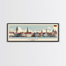 Leipzig Germany Panoramic Travel Poster, Framed Canvas Print or Metal Wall Art, Travel Art, Home Decor, Panoramic Painting, Midcentury Art