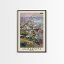 Khabarovsk Russia Riverside View, Framed Canvas Print, Travel Poster, Wall Art, Home Decor, Living Room Decoration, Russian Cityscape Art