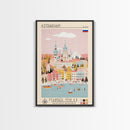Astrakhan Russia Travel Poster Framed Canvas Print, Midcentury Modern Art, Pop Art Wall Decor, Home Decor, Vacation Gift, Living Room Art
