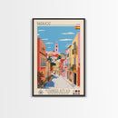 Badajoz Spain Travel Poster Framed Canvas Print, Midcentury Modern Art, Pop Art Wall Decor, Home Decor, Vacation Gift, Living Room Art