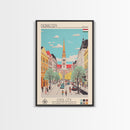 Debrecen Hungary Travel Poster Framed Canvas Print, Midcentury Modern Art, Pop Art Wall Decor, Home Decor, Vacation Gift, Living Room Art