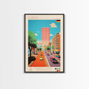 Duisburg Germany Travel Poster Framed Canvas Print, Midcentury Modern Art, Pop Art Wall Decor, Scenic Living Room Art, Bedroom Decor