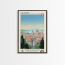 Lausanne Switzerland Travel Poster Framed Canvas Print, Midcentury Modern Art, Pop Art Wall Decor, Scenic Wall Art, Living Room Decoration, Office Art