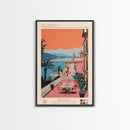 Palermo Italy Travel Poster Framed Canvas Print, Midcentury Modern Art, Pop Art Wall Decor, Scenic Living Room Art, Bedroom Decor