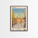 Pančevo Serbia Travel Poster Framed Canvas Print, Midcentury Modern Art, Pop Art Wall Decor, Scenic Wall Art, Living Room Decoration, Office Art