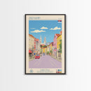 Zrenjanin Serbia Travel Poster Framed Canvas Print, Midcentury Modern Art, Pop Art Wall Decor, Living Room Art, Scenic Wall Art