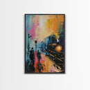 Haunted Carnival Ride at Night Framed Canvas Print, Halloween Wall Art, Spooky Home Decor, Ghostly, Haunted Amusement Park, Halloween Art
