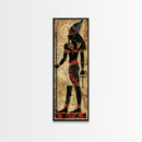 Egyptian Art Depiction of Osiris - Framed Canvas Print, Midcentury Modern Wall Art, Skinny Art, Tall Art, Living Room Decor