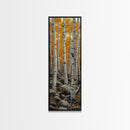 Birch Tree Forest, Framed Canvas Print, Skinny / Tall Wall Art, Living Room Decor, Landscape Painting, Nature Decor