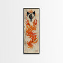 Fiery Kitsune Spirit Skinny Art Tall Art Japanese Ukiyo-e Inspired Mythical Creature Framed Canvas Print