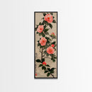 Framed Canvas Print Of Japanese Floral Art With Camellia Blossoms And Detailed Leaves Ready To Hang Traditional Japanese Wall Art Decor