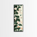 Creamy White Blossoms with Deep Green Leaves Overlapping on a Soft Background Ukiyo-e Art Japanese Framed Canvas Print Skinny Tall Art