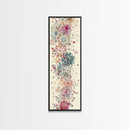 Skinny Art Tall Art Floral Burst Wood Block Print Japanese Style Art Vivid Explosions Of Colors Framed Canvas Print