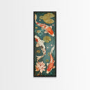 Graceful Koi Fish Swimming Among Lotus Flowers For Zen-Inspired Wall Art Japanese Style Framed Canvas Print