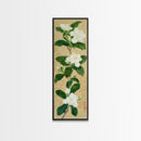 Magnolia Flowers On A Branch - Skinny Art Tall Art Framed Canvas Print Japanese Style Art Ukiyo-e Art