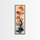 Japanese Maple Tree In Autumn Colors, Ukiyo-e Woodblock Print Style Canvas, Framed Canvas Print, Tall Skinny Japanese Wall Art, Ready To Hang