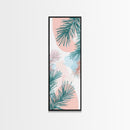 Elegant Pine Branches on Soft Pastel Background - Skinny Art, Japanese Wall Decor, Framed Canvas Print, Ukiyo-e Style