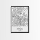 Aurora Street Map, Colorado Map, City Map Print, Travel Lover Gift, Above Bed Art, Minimalist Art, Wall Art, Canvas Print, Canvas Wall Art