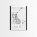 Corpus Christi Street Map, Texas Map, City Map Art, Minimalist Art, Wall Art, Canvas Print, Travel Wall Décor, Gift For Dad, Office Décor