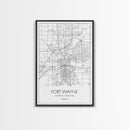 Fort Wayne Street Map, Indiana Map, City Map Art, Minimalist Art, Wall Art, Canvas Print, Office Wall Décor, Gifts For Him, Travel Print