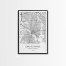 Grand Prairie Street Map, Texas Map, City Map Art, Minimalist Art, Wall Art, Canvas Print, Black And White, Travel Print, Anniversary Gift