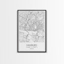 Hamburg Street Map, Germany Map, City Map Art, Minimalist Art, Wall Art, Canvas Print, Travel Wall Print, Gift For Traveler, Unique Art