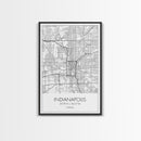 Indianapolis Street Map, Indiana Map, City Map Art, Minimalist Art, Wall Art, Canvas Print, Travel Wall Art, Gifts For Him, Living Room Art