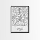 Orlando Street Map, Florida Map, City Map Art, Modern Art, Wall Art, Canvas Print, Master Bedroom Décor, Aviation Gifts, Travel Wall Art