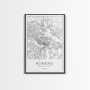 Richmond Street Map, Virginia Map, City Map Art, Minimalist Art, Wall Art, Canvas Print, Farmhouse Wall Décor, Wedding Gift, Travel Art