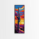 Saguaro Cactus Sunset Framed Canvas Print, Southwest Wall Art, Joshua Tree Art, Desert Art, Bright Colorful Wall Art, Rustic Decor, Gift Idea