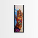 Vibrant Cowboy Glove Chicano Art Framed Canvas Print Whimsical Art Western Wall Art Colorful Home Decor Living Room Art
