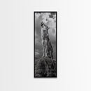 Howling Coyote, Framed Canvas Print, southwest wall art, rustic wall art, wildlife photography, desert landscape art, cowboy art, boho home decor