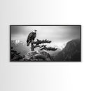 Majestic Bald Eagle, pine tree art, bird art, nature photography, mountain painting, wildlife art, extra wide art, framed canvas print