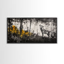 Howling Wolf, moody art, pine tree art, rustic wall art, forest at dusk painting, extra wide art, framed canvas print, southwestern art