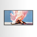 Campfire Painting, Rustic Art, Moody Art, Cozy Wall Art, Southwest Wall Art, Extra Wide Art, Framed Canvas Print, Above Couch Art, Panoramic Art