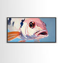Koi Fish Painting, Light Pink Wall Art, Coastal Wall Art, Nautical Decor, Framed Canvas Print, Gift Idea, Living Room Art, Ocean Art