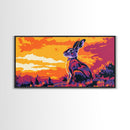 Jackrabbit, desert wildlife, rustic nature art, whimsical animal painting, boho decor, southwest wall art, framed canvas print