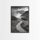 Coastal Pathway, coastal landscape art, seascape painting, nature trail print, ocean decor, beach house art, framed canvas print, nautical decor