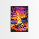 Campfire Scene, Autumn Wall Art, Rustic Decor, Canvas Print, Landscape Painting, Cozy Art, Outdoor Adventure, Gift Idea, Boho Art