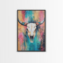 Southwest Wall Art, Skull Art, Rustic Decor, Boho Art, Framed Canvas Print, Western Aesthetic, Farmhouse Art, Above Couch Art, Gift Idea