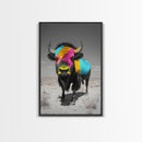 Colorful Bison Art, Southwest Wall Art, Rustic Decor, Boho Art, Buffalo Painting, Gift Idea, Canvas Print, Farmhouse Art