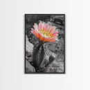Blooming cactus, botanical print, desert flora, framed canvas print, nature decor, succulent wall art, pink flowers, southwest painting