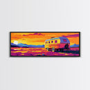 Camper, vintage Christmas, retro art, southwest wall art, extra wide art, gift idea for her, pink orange wall art, Canvas Print