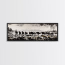Black And White Wall Art, Framed Canvas Print, Vintage Horse Art, Rustic Wall Art, Extra Wide Art, Moody Art, Western Art, Above Bed Art