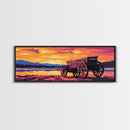 Sunset Wagon Painting, southwest wall art, boho art, Joshua tree art, rustic decor, warm tones, framed canvas print, extra wide art