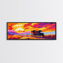 Stagecoach Sunset, southwest wall art, Joshua tree art, pink orange wall art, rustic art, vintage horse art, canvas print